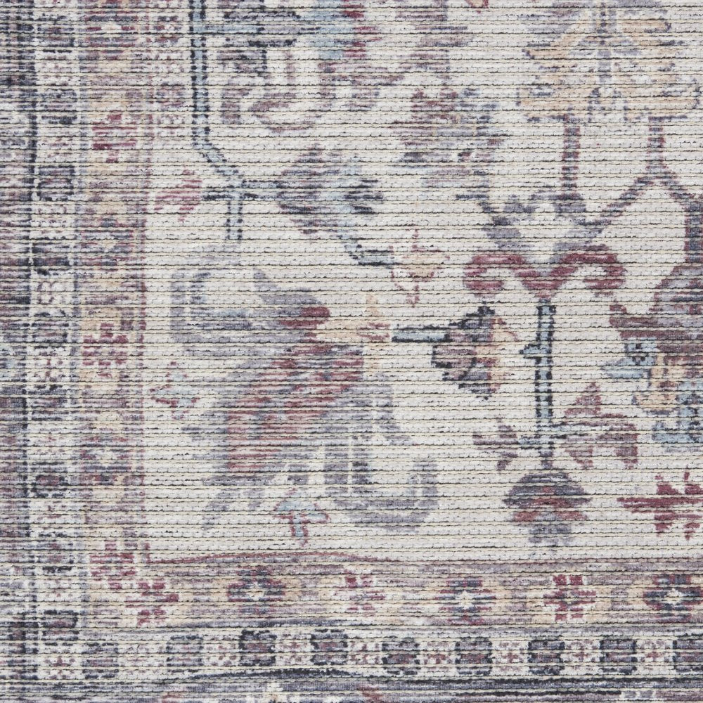 5' X 7' Grey Oriental Power Loom Distressed Washable Area Rug