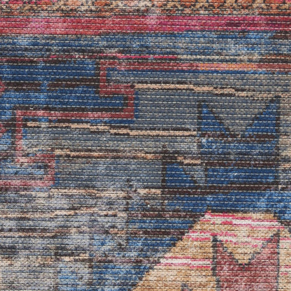 5' X 7' Multicolor Southwestern Power Loom Distressed Washable Area Rug