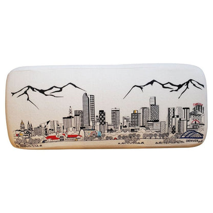 38" Cream Wool and Brown Ottoman