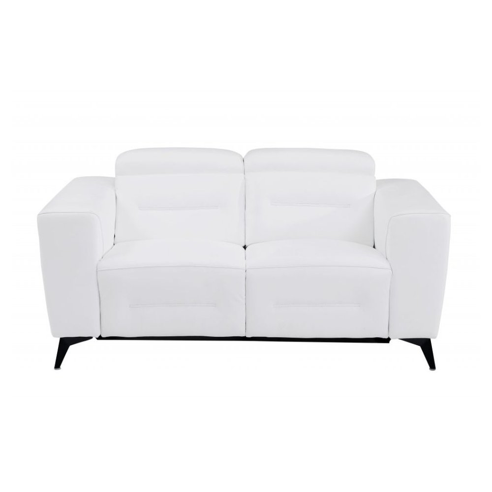 Two Piece White Italian Leather Five Person Seating Set