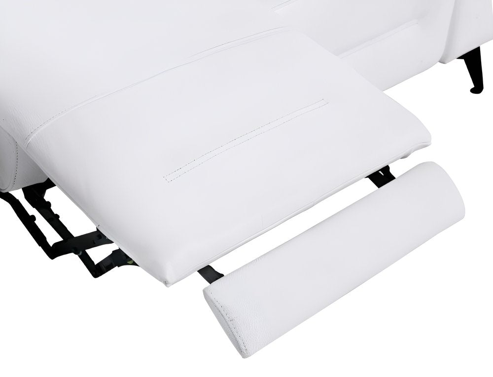 Two Piece White Italian Leather Five Person Seating Set