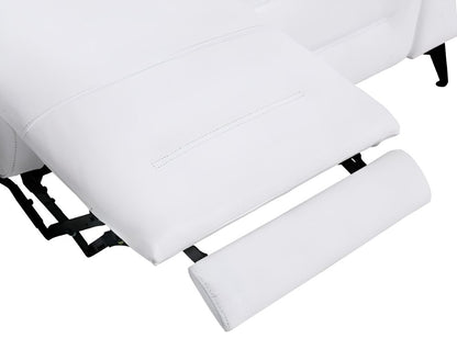 Two Piece White Italian Leather Five Person Seating Set