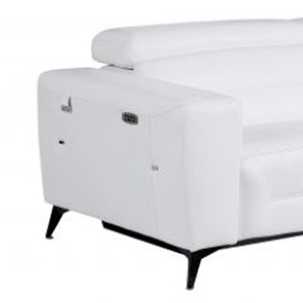 Two Piece White Italian Leather Five Person Seating Set