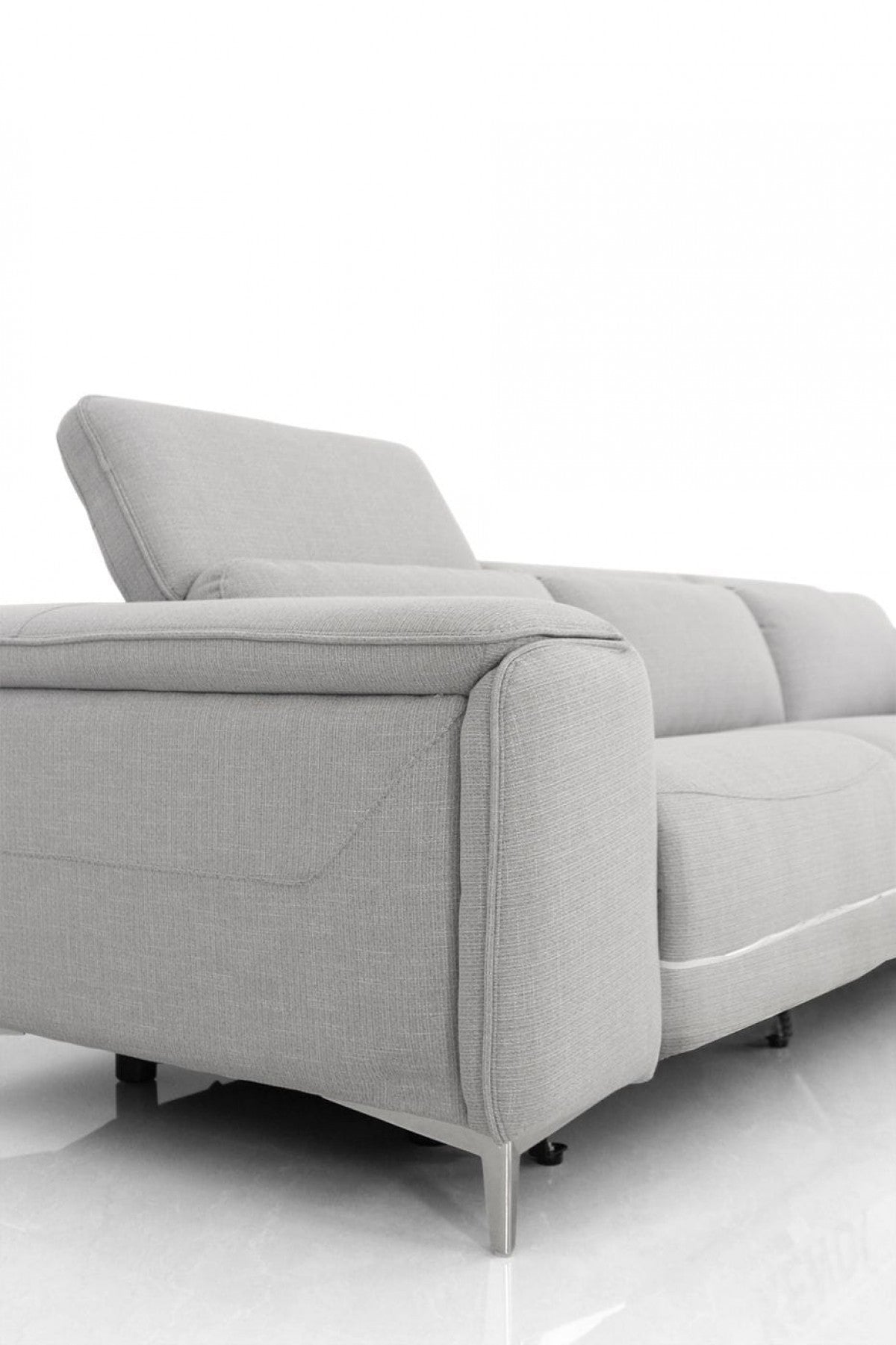 84" Gray And Silver Power Reclining Love Seat