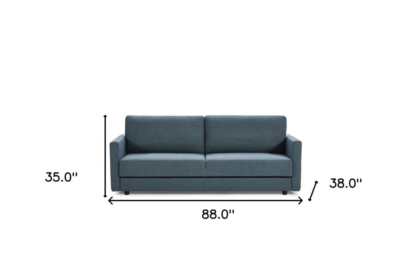 Long Arm 88" Blue Green Sofa Bed With Storage Space