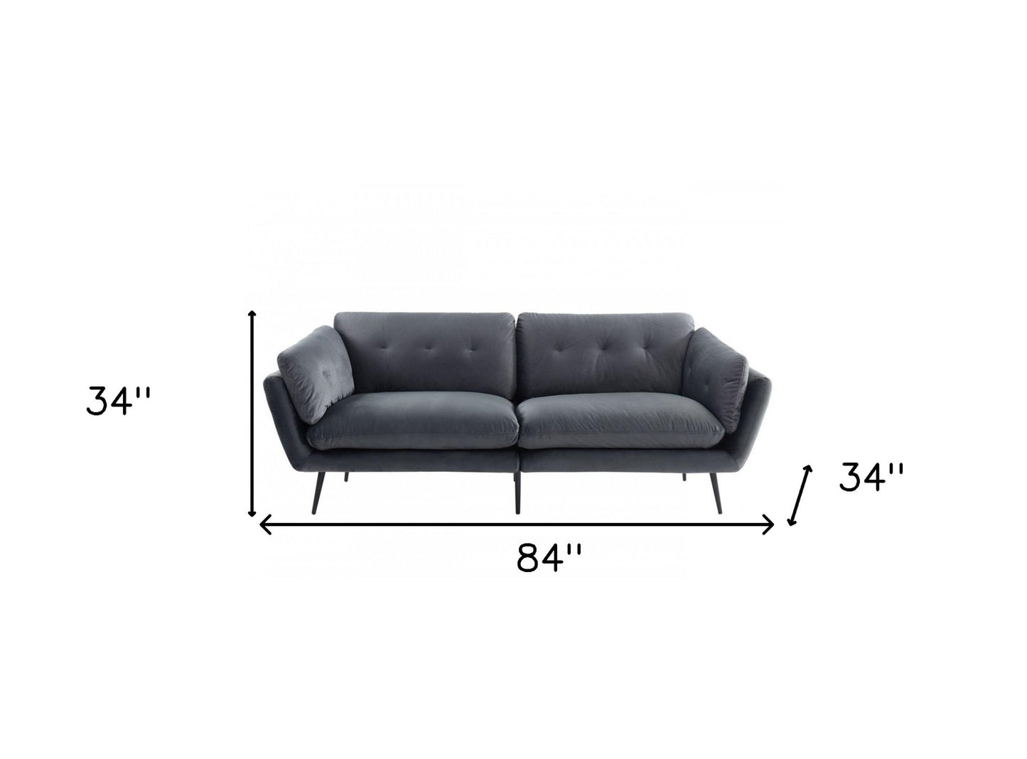 84" Dark Gray Sofa With Black Legs