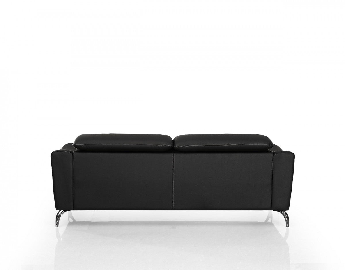 Urban 80" Black Leather Adjustable Headrest Sofa