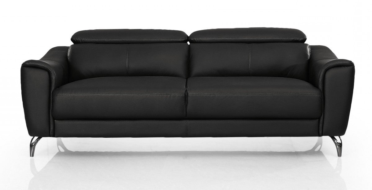 Urban 80" Black Leather Adjustable Headrest Sofa