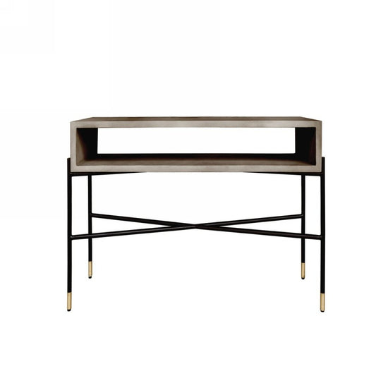 45" Gray and Black Concrete and Iron Console Table
