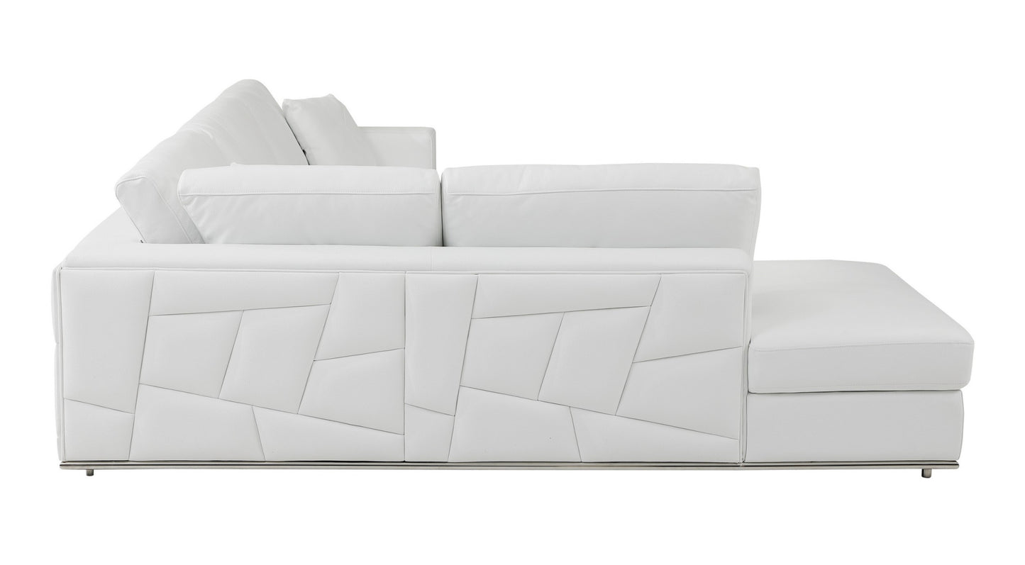 White Italian Leather Reclining L Shaped Two Piece Corner Sectional