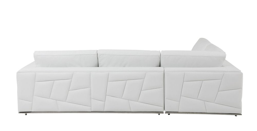 White Italian Leather Reclining L-Shaped Two-Piece Corner Sectional