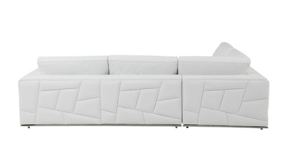 White Italian Leather Reclining L-Shaped Two-Piece Corner Sectional