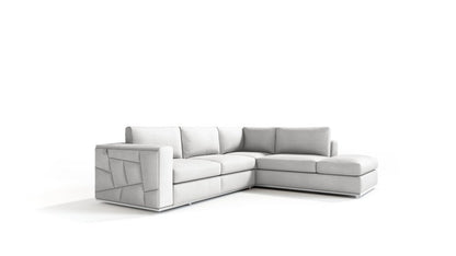 White Italian Leather Reclining L Shaped Two Piece Corner Sectional