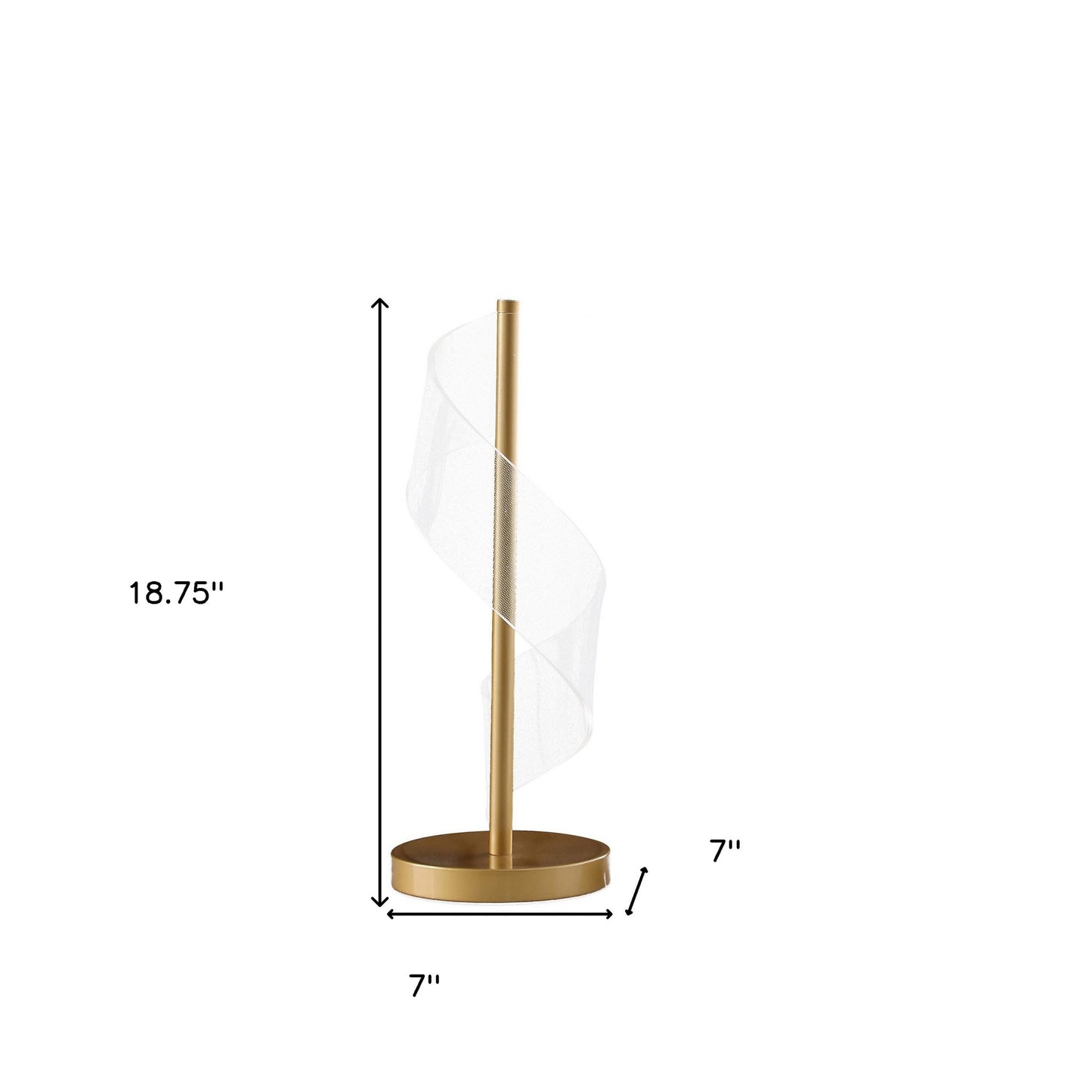 19" Gold Modern Swirl Metal and  Acrylic LED Table Lamp