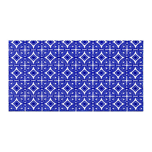 2' X 4' Cobalt Blue And White Geometric Washable Non Skid Area Rug