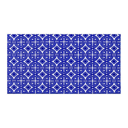 2' X 4' Cobalt Blue And White Geometric Washable Non Skid Area Rug
