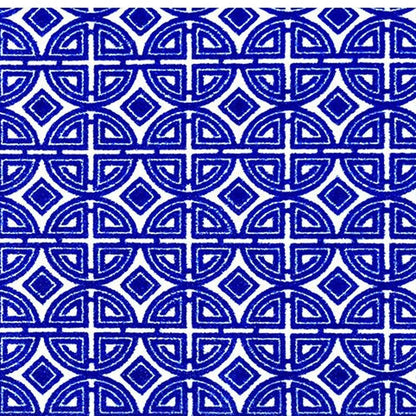 2' X 4' Cobalt Blue And White Geometric Washable Non Skid Area Rug