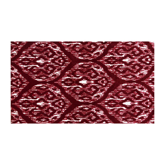 2' X 4' Red And White Ikat Tufted Washable Non Skid Area Rug