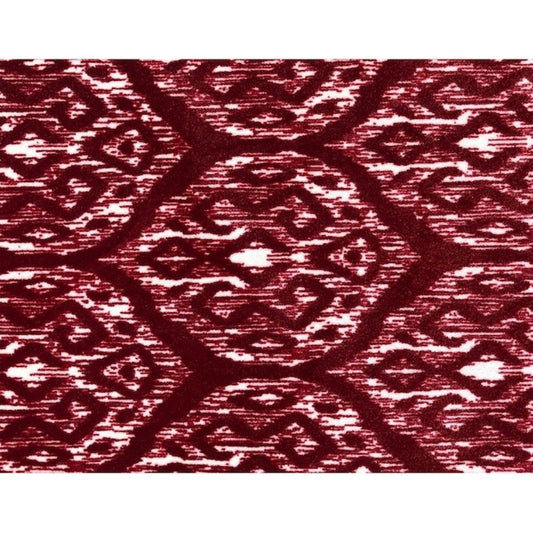 2' x 3' Red and White Ikat Printed Washable Non Skid Area Rug