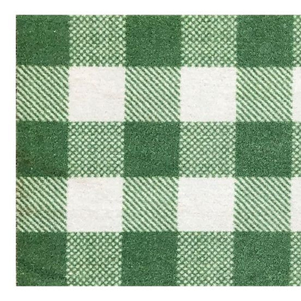 2' X 3' Sage Green And White Plaid Tufted Washable Non Skid Area Rug