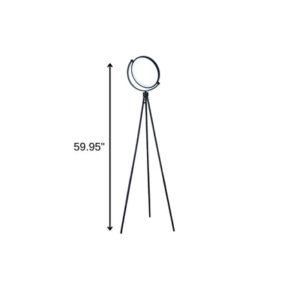 60" Black LED Tripod Floor Lamp With Black Metal Novelty Shade