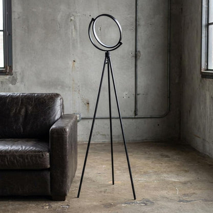 60" Black LED Tripod Floor Lamp With Black Metal Novelty Shade
