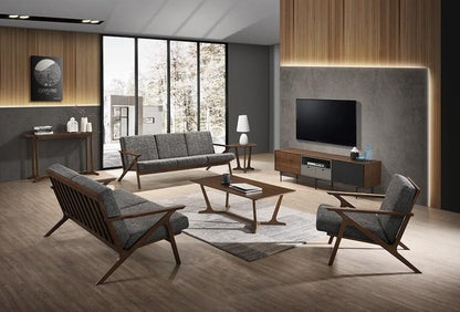 24" Gray And Brown Upholstered Arm Chair