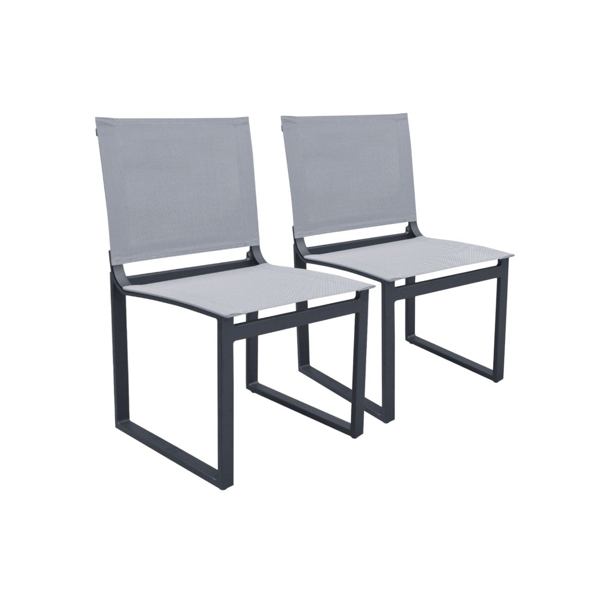 Set of Two 20" Gray and Black Aluminum Indoor Outdoor Dining Chair