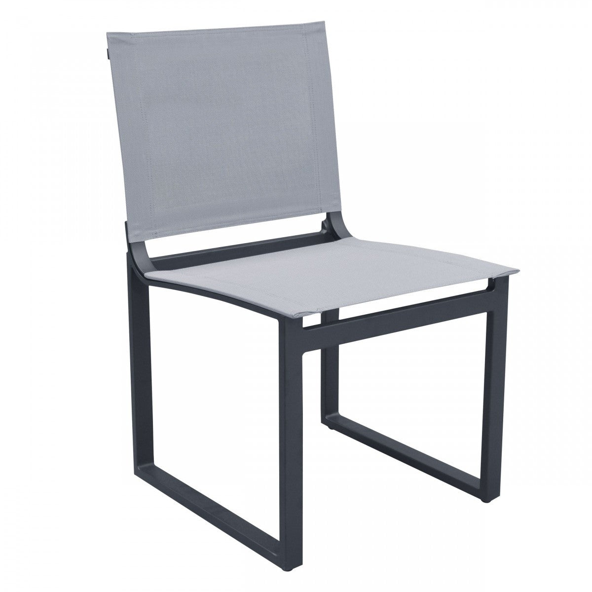 Set of Two 20" Gray and Black Aluminum Indoor Outdoor Dining Chair