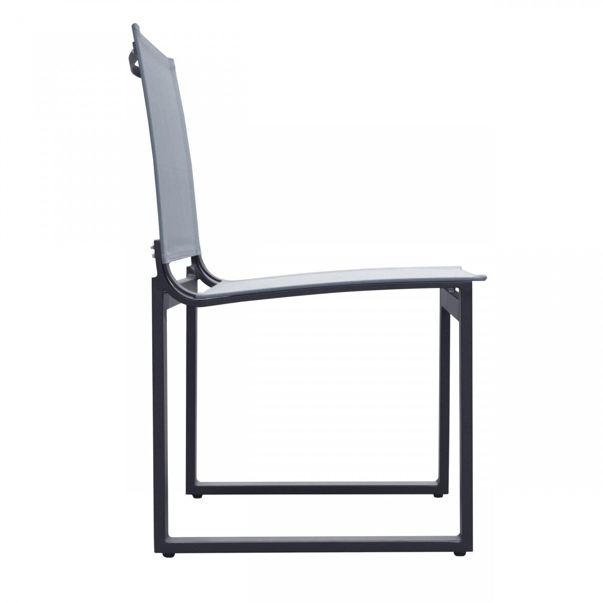 Set of Two 20" Gray and Black Aluminum Indoor Outdoor Dining Chair