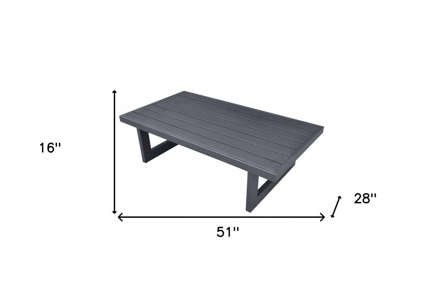 51" Gray Metal Outdoor Coffee Table
