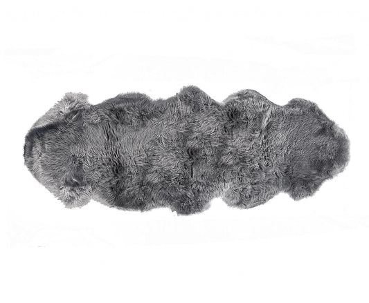 2' X 6' Dark Gray New Zealand Lambs Wool Handmade Area Rug