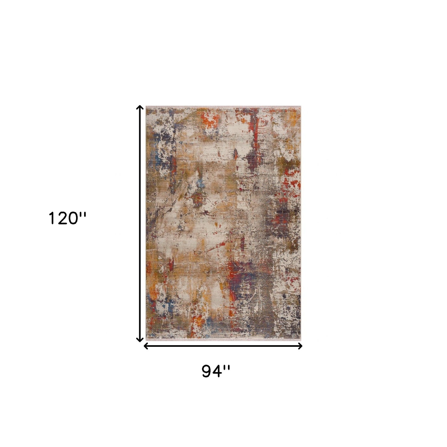 8' X 10' Gray And Ivory Abstract Power Loom Distressed Stain Resistant Area Rug