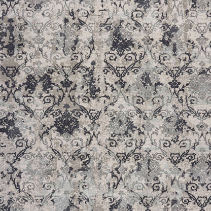 2' X 3' Cream And Gray Damask Stain Resistant Area Rug