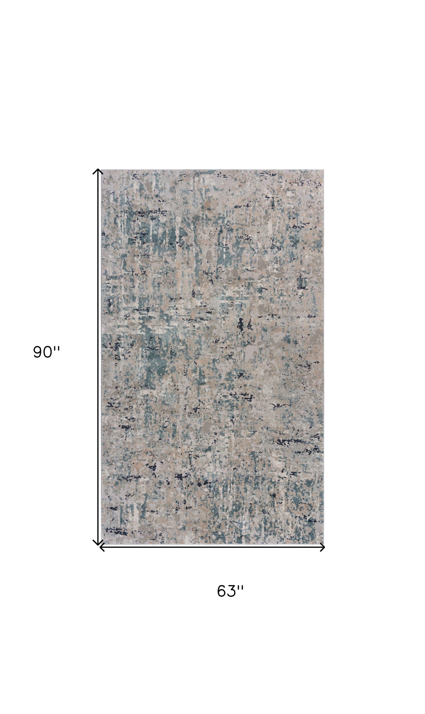 5' X 8' Gray Blue Taupe And Cream Abstract Distressed Stain Resistant Area Rug