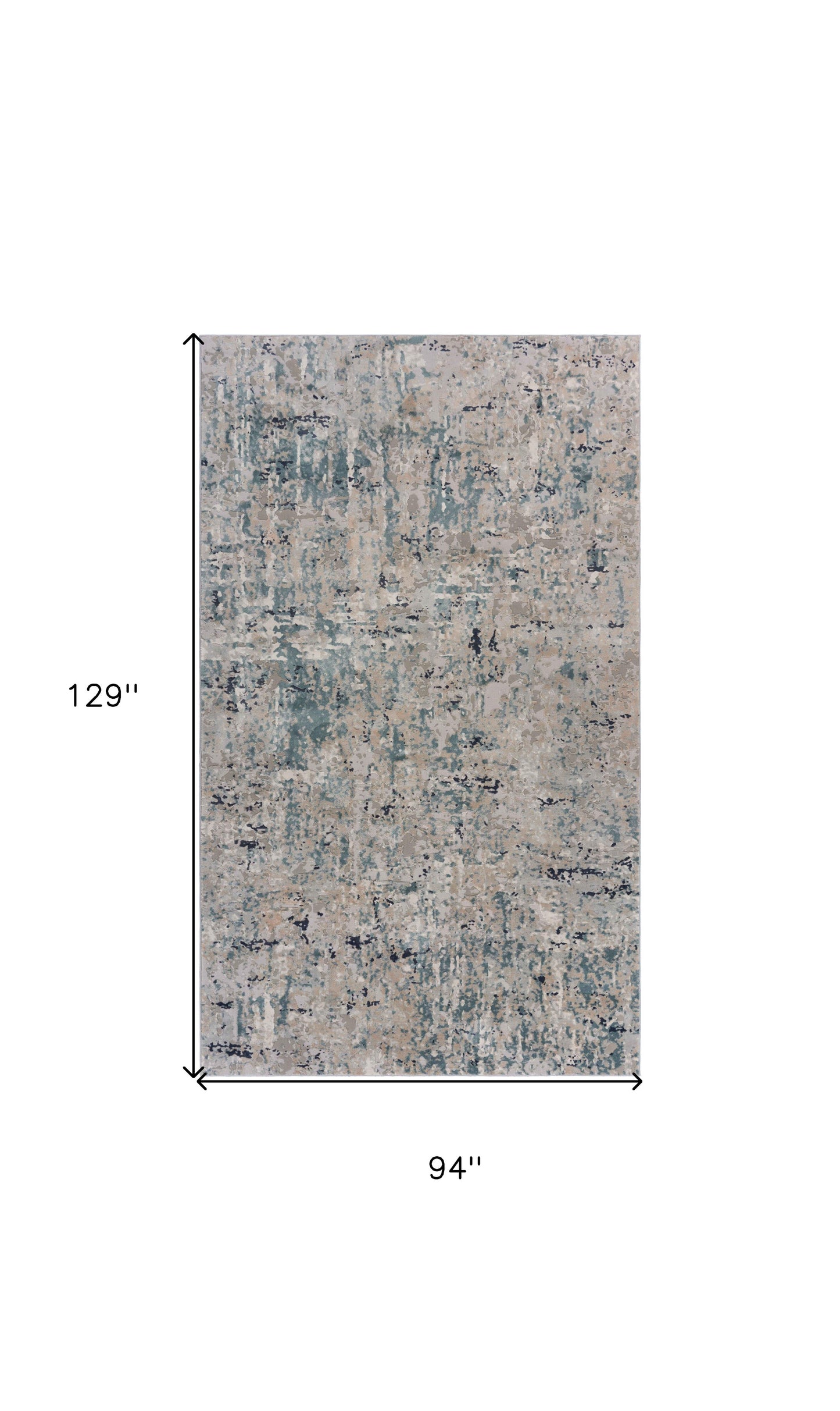 8' X 11' Gray Blue Taupe And Cream Abstract Distressed Stain Resistant Area Rug