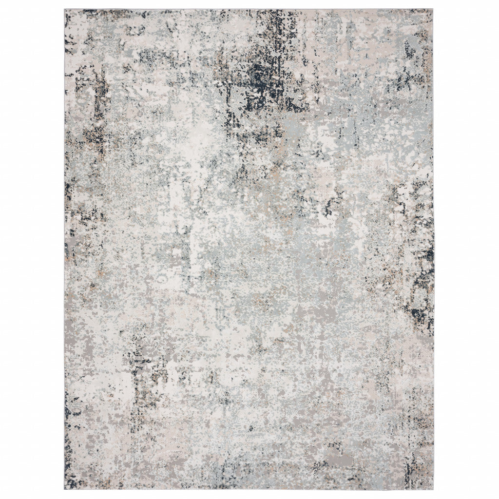 2' X 3' Gray Cream And Taupe Abstract Distressed Stain Resistant Area Rug