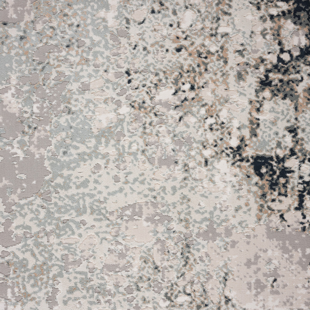 2' X 3' Gray Cream And Taupe Abstract Distressed Stain Resistant Area Rug