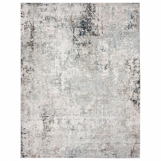 5' X 7' Gray Cream And Taupe Abstract Distressed Stain Resistant Area Rug