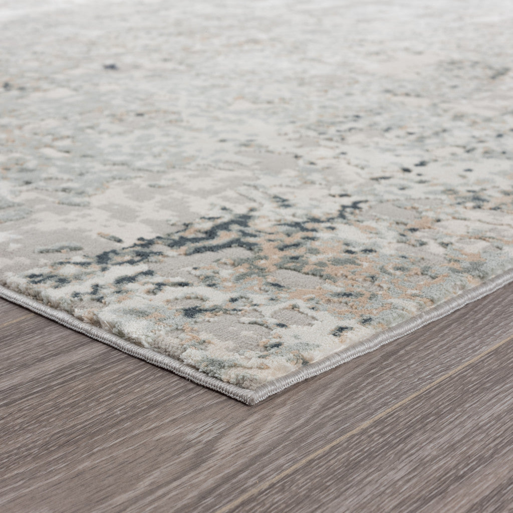 5' X 7' Gray Cream And Taupe Abstract Distressed Stain Resistant Area Rug