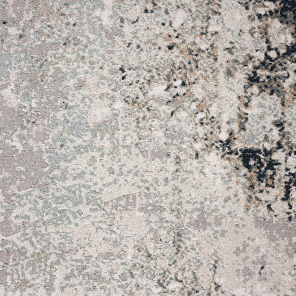 9' X 12' Gray Cream And Taupe Abstract Stain Resistant Area Rug