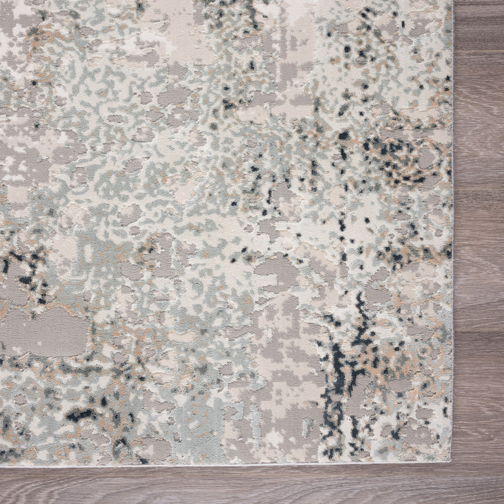 9 X 12' Gray Cream And Taupe Abstract Stain Resistant Area Rug