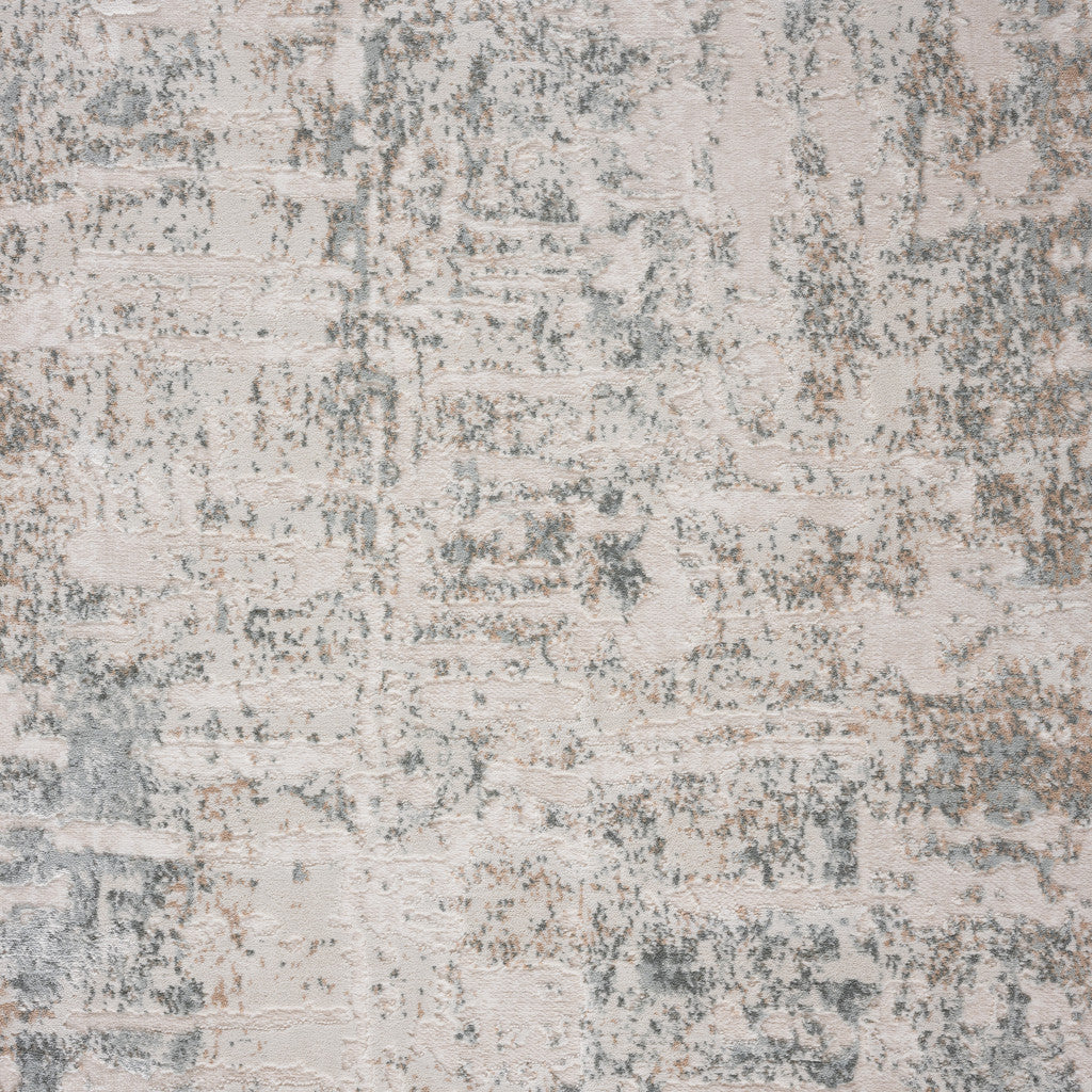 8' X 10' Gray Blue Taupe And Cream Abstract Distressed Stain Resistant Area Rug