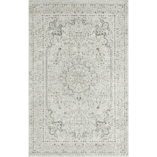 2' X 3' Ivory Gray And Taupe Floral Stain Resistant Area Rug