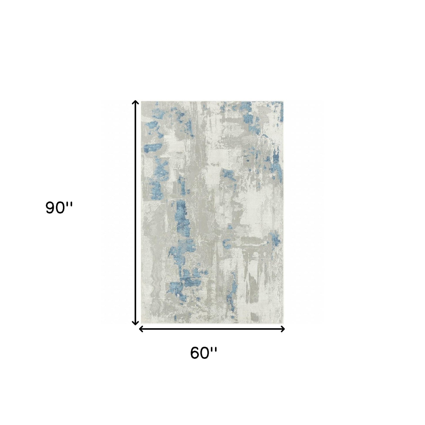 5' X 8' Ivory Gray And Blue Abstract Power Loom Stain Resistant Area Rug