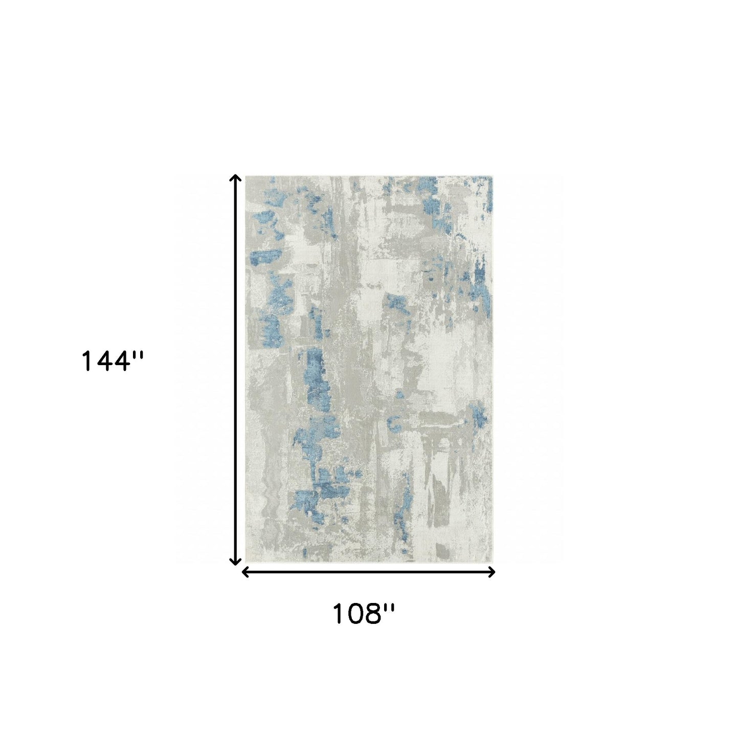 9' X 12' Ivory Gray And Blue Abstract Power Loom Stain Resistant Area Rug