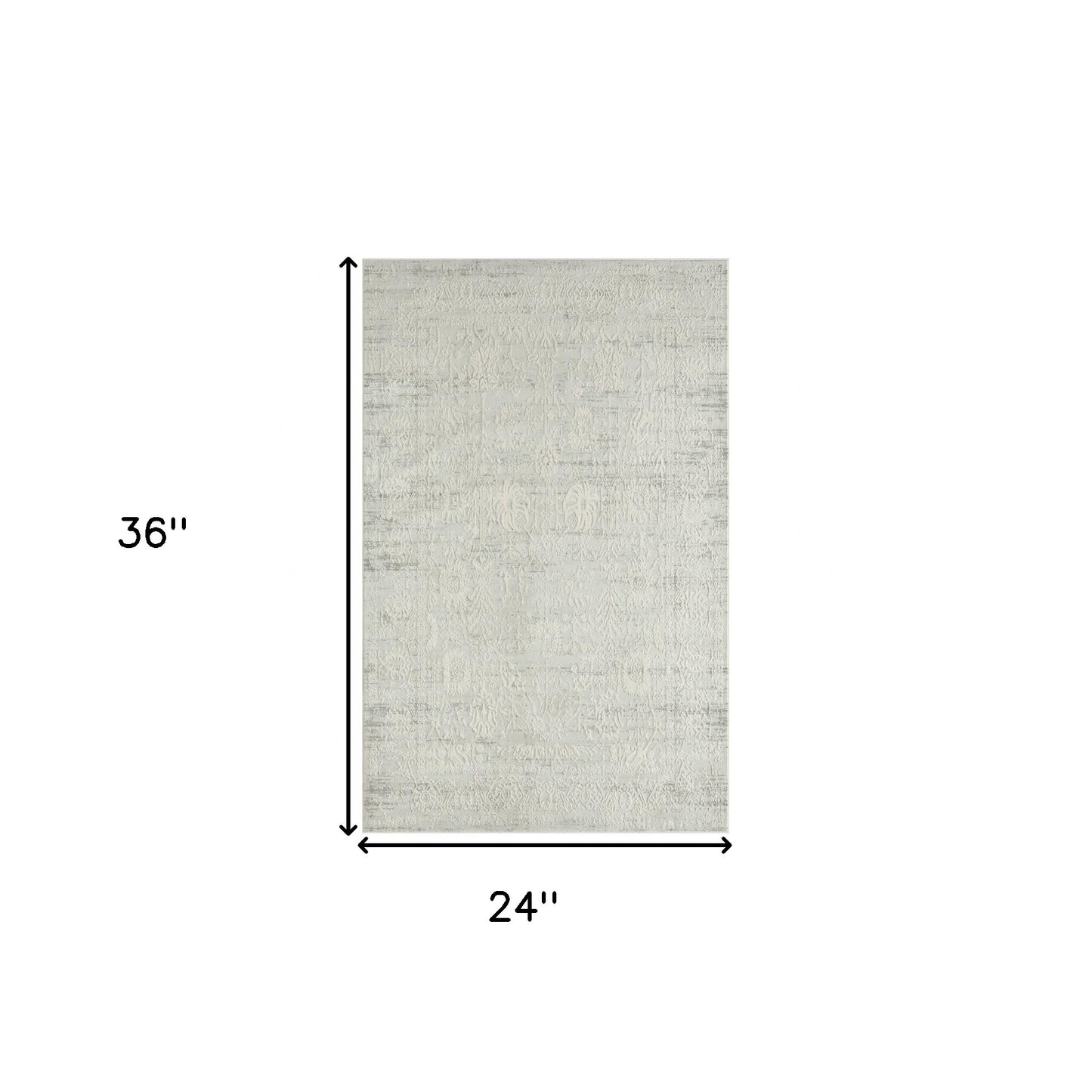 2' X 3' Ivory And Gray Floral Stain Resistant Area Rug