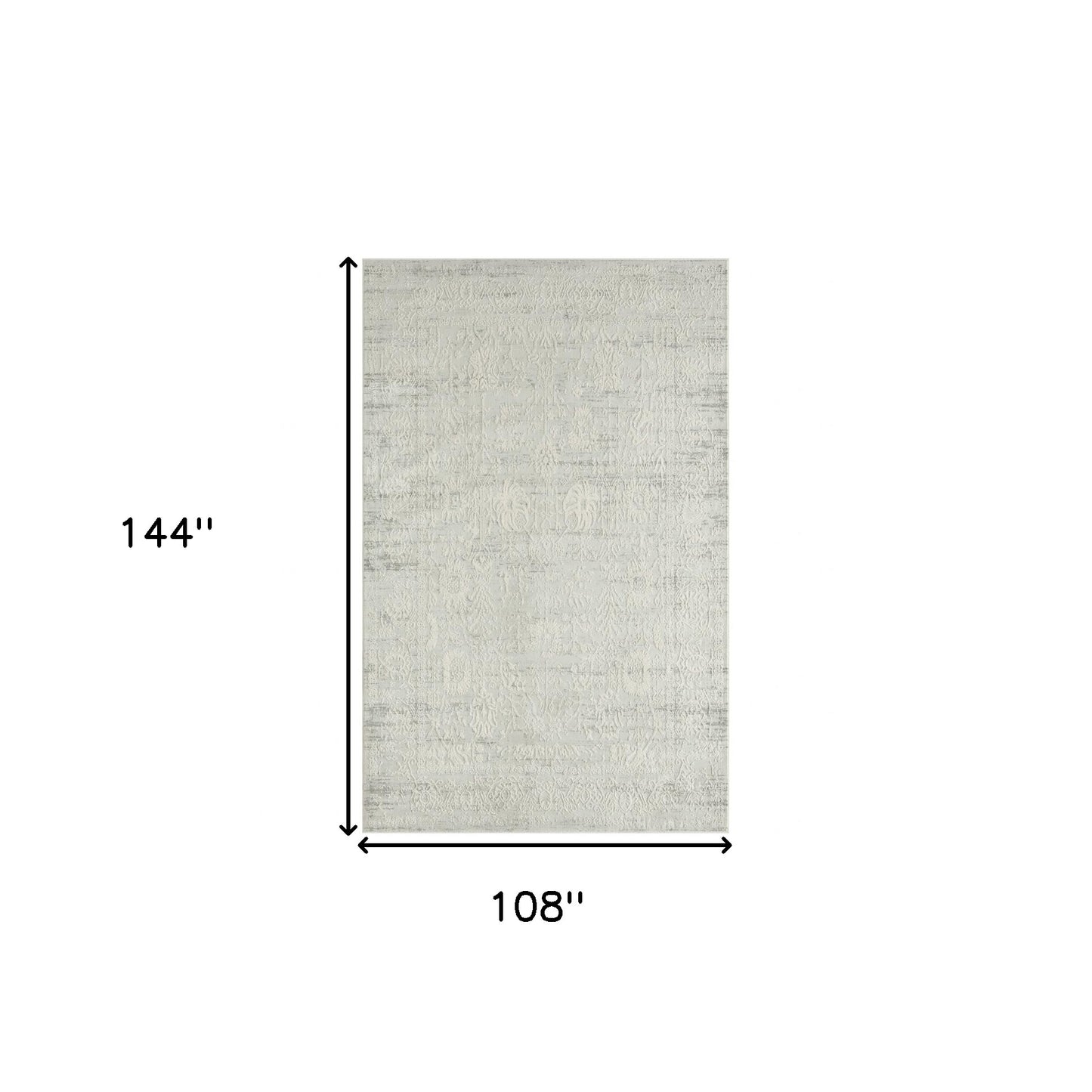 9' X 12' Ivory And Gray Floral Power Loom Distressed Stain Resistant Area Rug