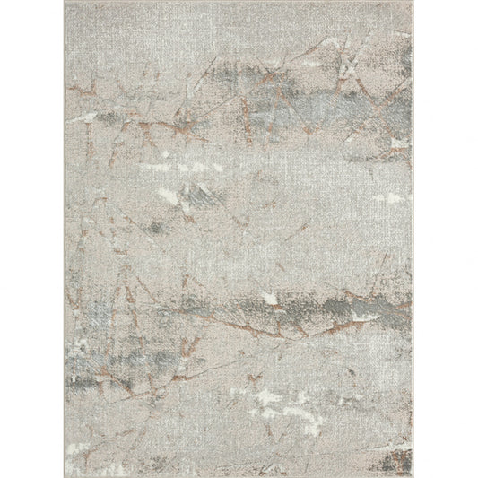 5' X 7' Beige Gray And Brown Abstract Stain Resistant Area Rug