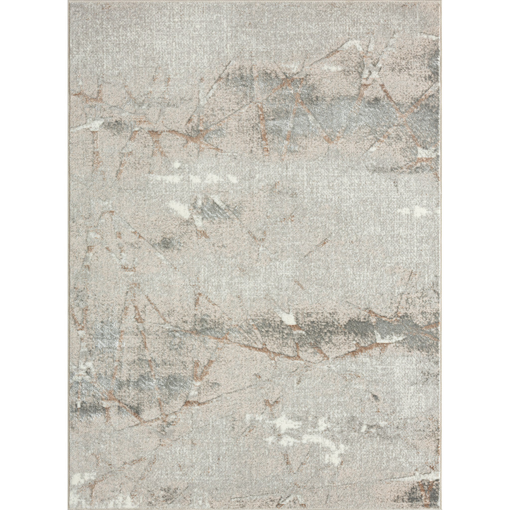 7' X 9' Beige Gray And Brown Abstract Area Rug